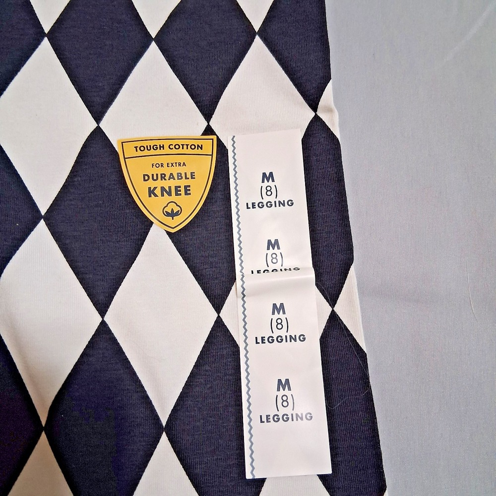 Cat & Jack Girls Leggings Size Medium (8) Black & White Diamond Argyle Brand NWT - Picture 4 of 6